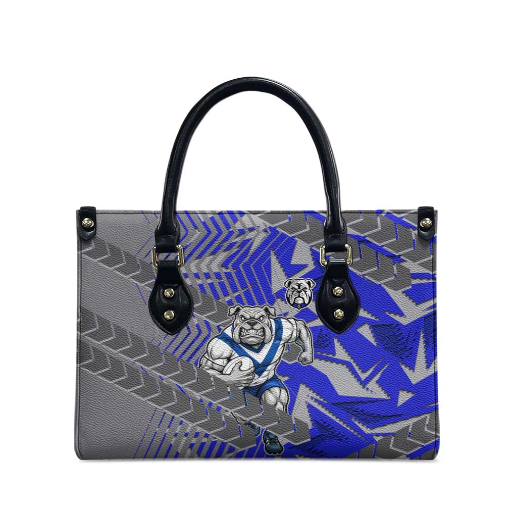 Canterbury Bankstown Bulldogs Rugby Leather Bag Fierce Mascot Geometric Tribal Art