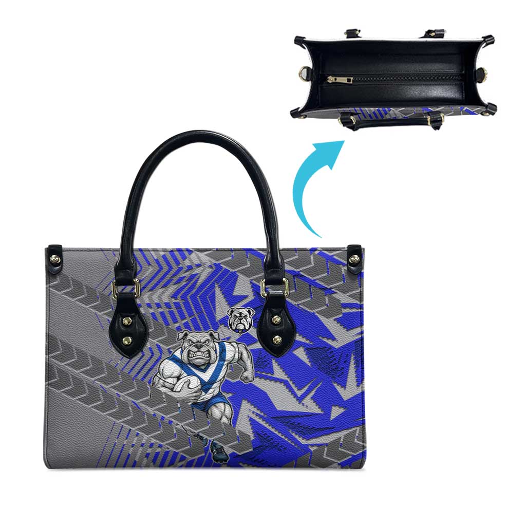 Canterbury Bankstown Bulldogs Rugby Leather Bag Fierce Mascot Geometric Tribal Art