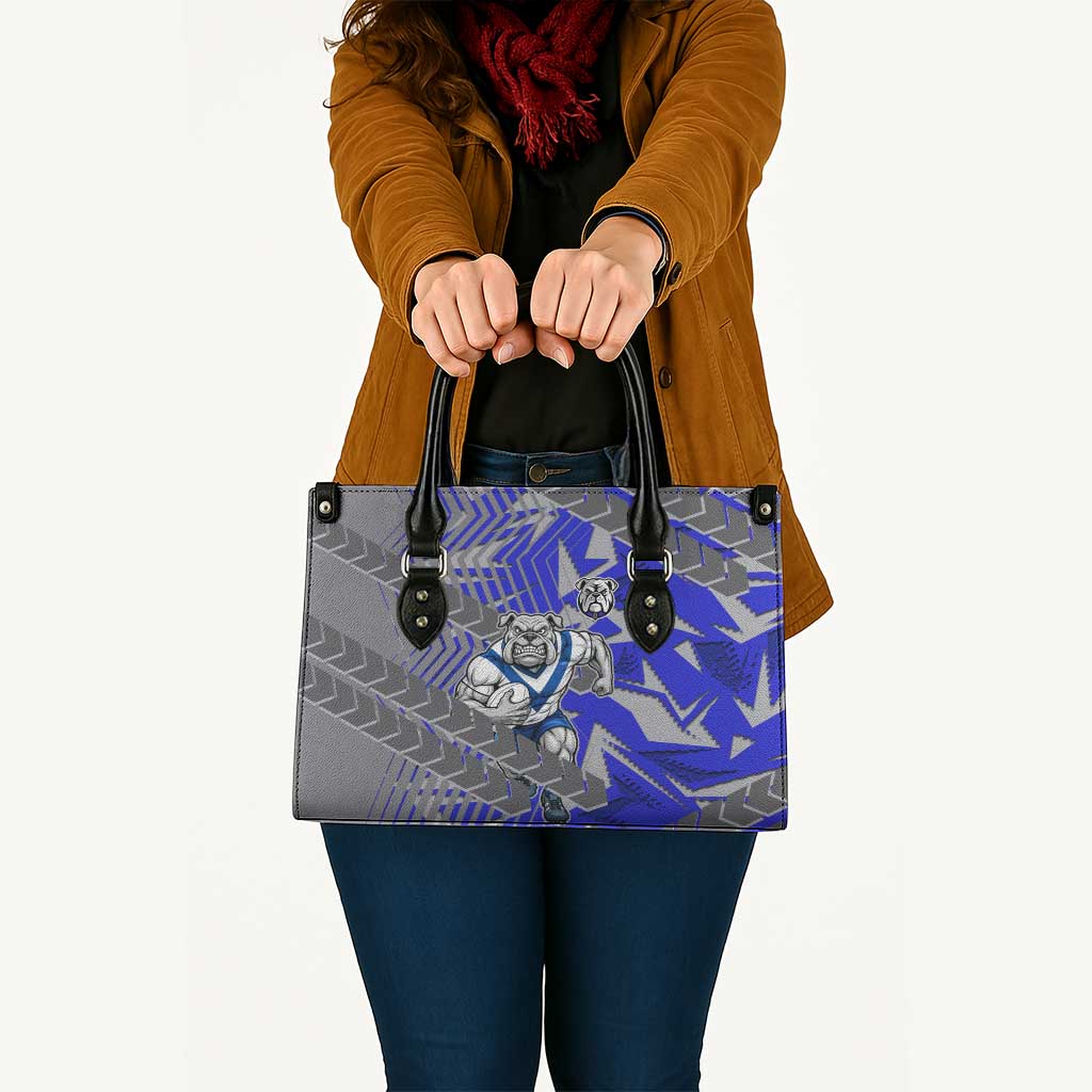 Canterbury Bankstown Bulldogs Rugby Leather Bag Fierce Mascot Geometric Tribal Art