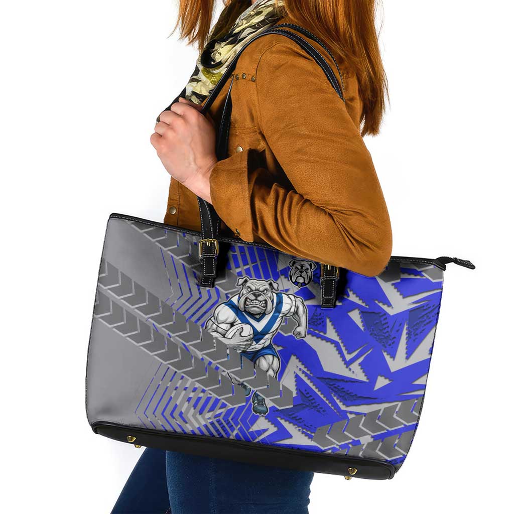 Canterbury Bankstown Bulldogs Rugby Leather Tote Bag Fierce Mascot Geometric Tribal Art
