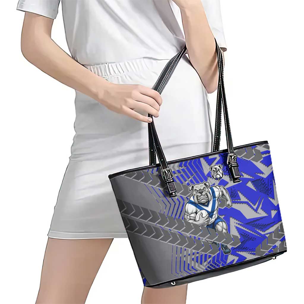 Canterbury Bankstown Bulldogs Rugby Leather Tote Bag Fierce Mascot Geometric Tribal Art