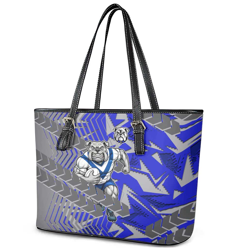 Canterbury Bankstown Bulldogs Rugby Leather Tote Bag Fierce Mascot Geometric Tribal Art
