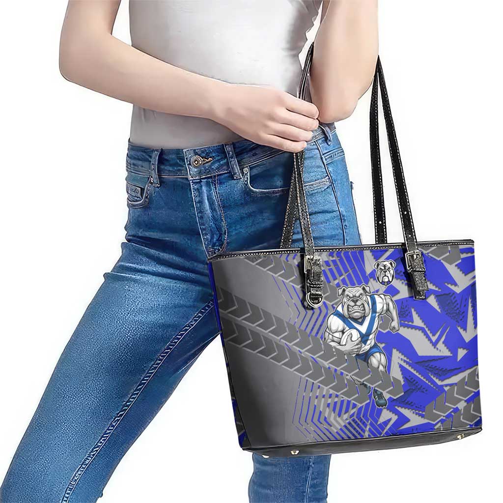 Canterbury Bankstown Bulldogs Rugby Leather Tote Bag Fierce Mascot Geometric Tribal Art