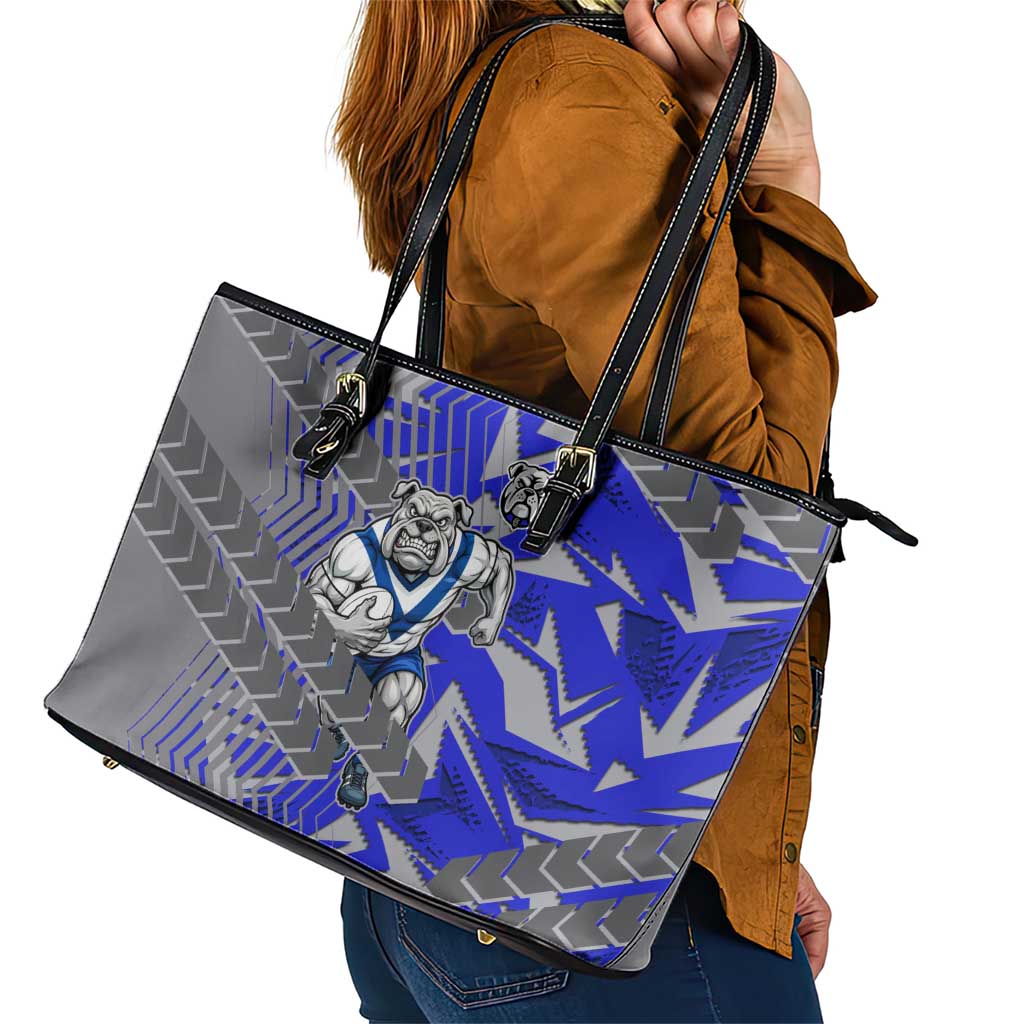 Canterbury Bankstown Bulldogs Rugby Leather Tote Bag Fierce Mascot Geometric Tribal Art