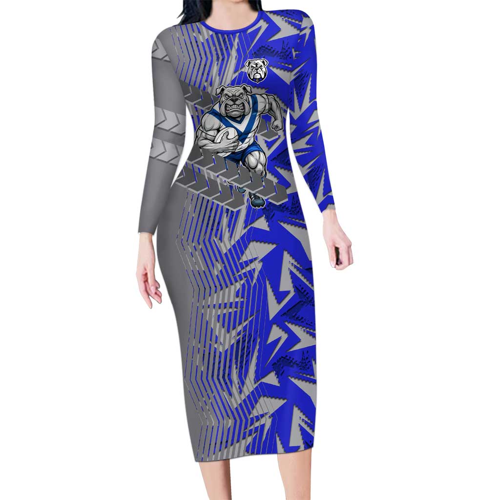 Canterbury Bankstown Bulldogs Rugby Long Sleeve Bodycon Dress Fierce Mascot Geometric Tribal Art