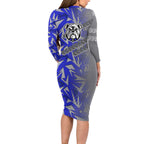 Canterbury Bankstown Bulldogs Rugby Long Sleeve Bodycon Dress Fierce Mascot Geometric Tribal Art