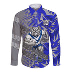Canterbury Bankstown Bulldogs Rugby Long Sleeve Button Shirt Fierce Mascot Geometric Tribal Art