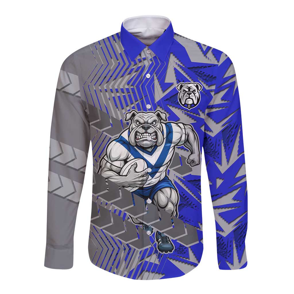 Canterbury Bankstown Bulldogs Rugby Long Sleeve Button Shirt Fierce Mascot Geometric Tribal Art