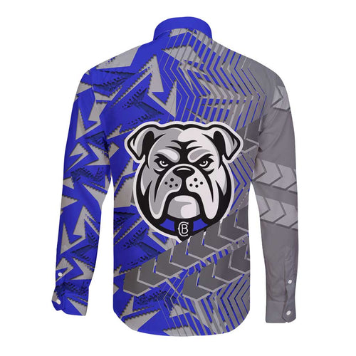 Canterbury Bankstown Bulldogs Rugby Long Sleeve Button Shirt Fierce Mascot Geometric Tribal Art