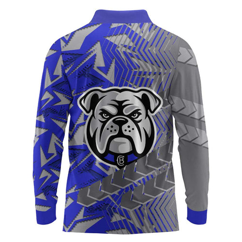 Canterbury Bankstown Bulldogs Rugby Long Sleeve Polo Shirt Fierce Mascot Geometric Tribal Art