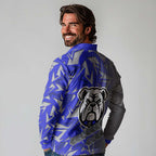 Canterbury Bankstown Bulldogs Rugby Long Sleeve Polo Shirt Fierce Mascot Geometric Tribal Art