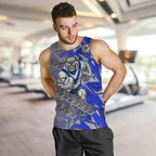 Canterbury Bankstown Bulldogs Rugby Men Tank Top Fierce Mascot Geometric Tribal Art