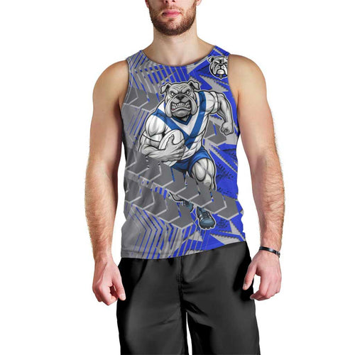 Canterbury Bankstown Bulldogs Rugby Men Tank Top Fierce Mascot Geometric Tribal Art