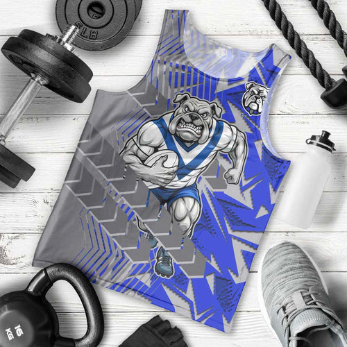 Canterbury Bankstown Bulldogs Rugby Men Tank Top Fierce Mascot Geometric Tribal Art
