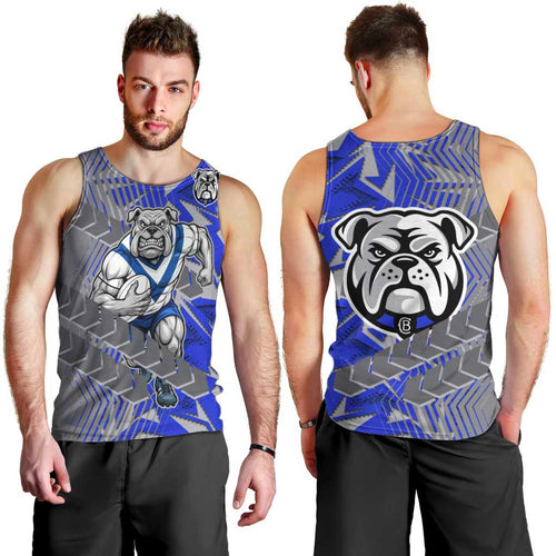 Canterbury Bankstown Bulldogs Rugby Men Tank Top Fierce Mascot Geometric Tribal Art