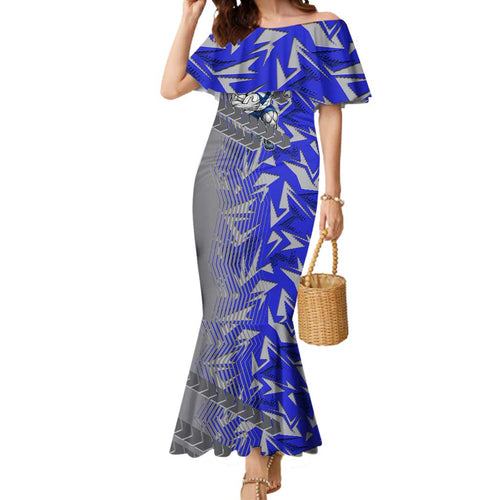 Canterbury Bankstown Bulldogs Rugby Mermaid Dress Fierce Mascot Geometric Tribal Art
