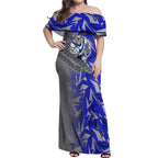 Canterbury Bankstown Bulldogs Rugby Off Shoulder Maxi Dress Fierce Mascot Geometric Tribal Art