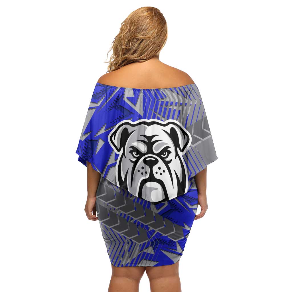 Canterbury Bankstown Bulldogs Rugby Off Shoulder Short Dress Fierce Mascot Geometric Tribal Art