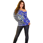 Canterbury Bankstown Bulldogs Rugby Off Shoulder Sweater Fierce Mascot Geometric Tribal Art
