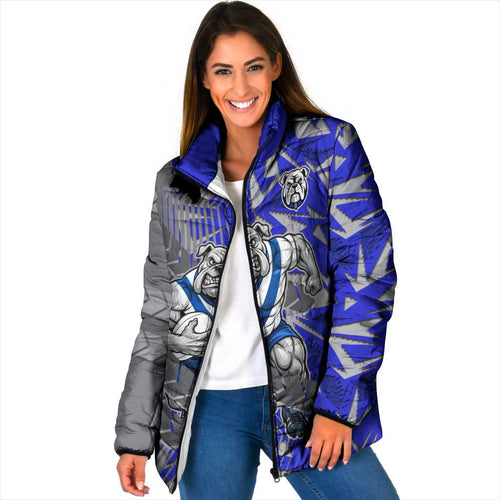 Canterbury Bankstown Bulldogs Rugby Padded Jacket Fierce Mascot Geometric Tribal Art