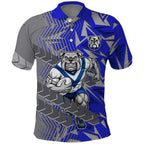 Canterbury Bankstown Bulldogs Rugby Polo Shirt Fierce Mascot Geometric Tribal Art