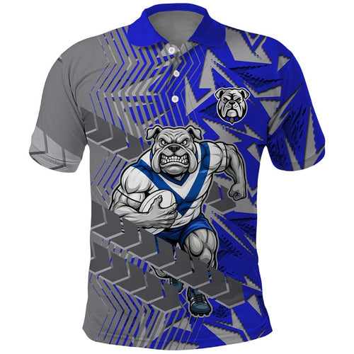 Canterbury Bankstown Bulldogs Rugby Polo Shirt Fierce Mascot Geometric Tribal Art