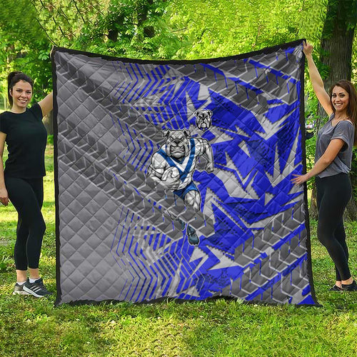Canterbury Bankstown Bulldogs Rugby Quilt Fierce Mascot Geometric Tribal Art
