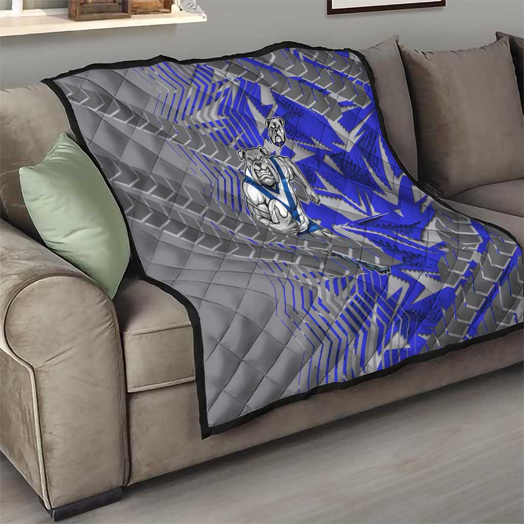 Canterbury Bankstown Bulldogs Rugby Quilt Fierce Mascot Geometric Tribal Art