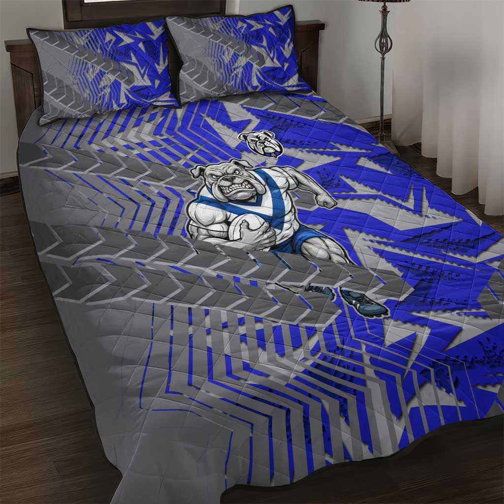 Canterbury Bankstown Bulldogs Rugby Quilt Bed Set Fierce Mascot Geometric Tribal Art