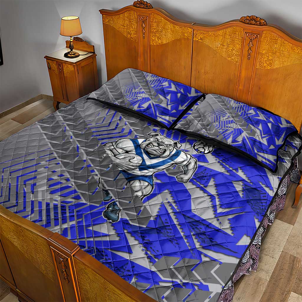 Canterbury Bankstown Bulldogs Rugby Quilt Bed Set Fierce Mascot Geometric Tribal Art
