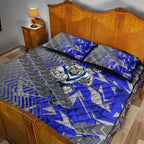 Canterbury Bankstown Bulldogs Rugby Quilt Bed Set Fierce Mascot Geometric Tribal Art
