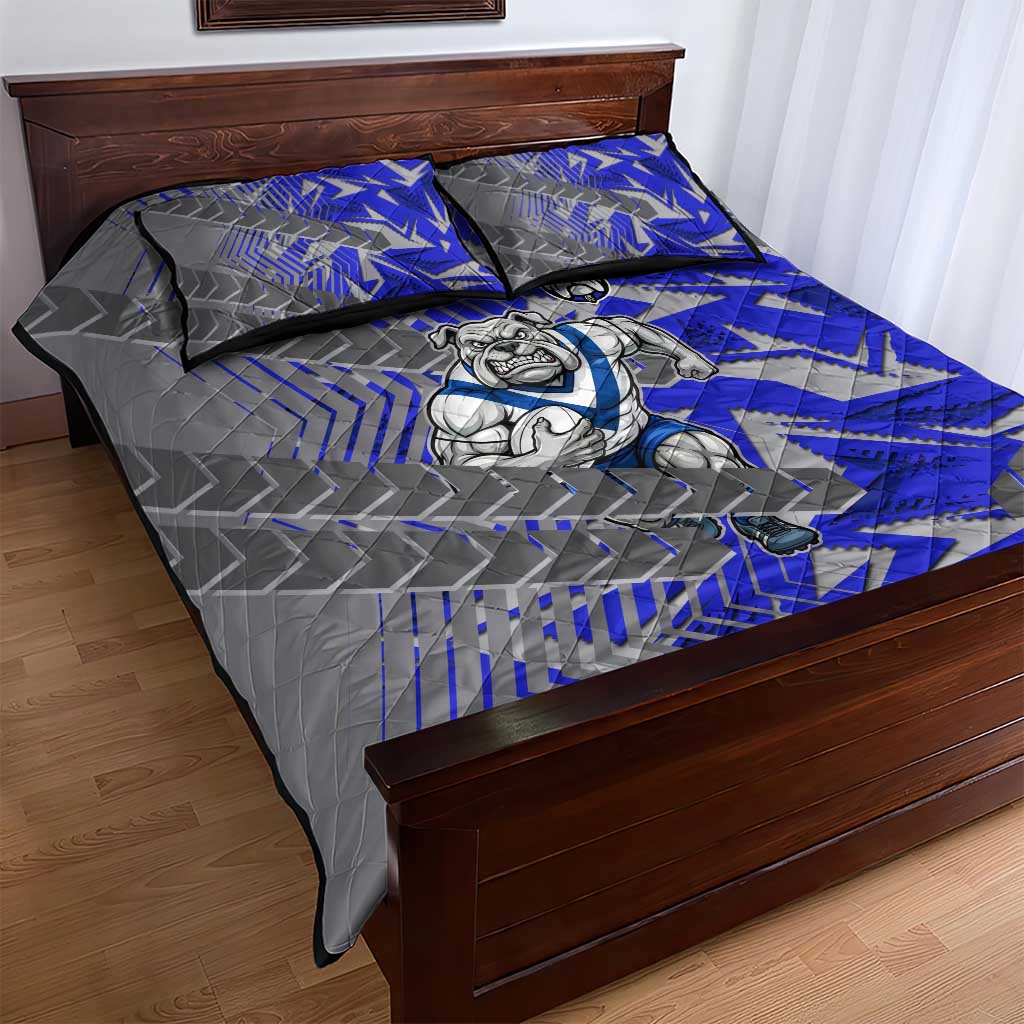 Canterbury Bankstown Bulldogs Rugby Quilt Bed Set Fierce Mascot Geometric Tribal Art