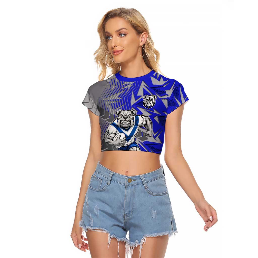 Canterbury Bankstown Bulldogs Rugby Raglan Cropped T Shirt Fierce Mascot Geometric Tribal Art