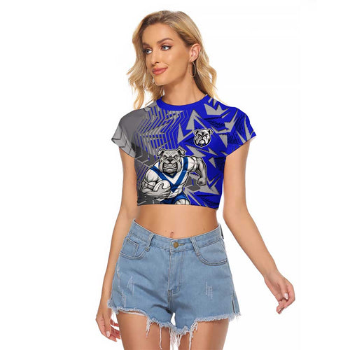 Canterbury Bankstown Bulldogs Rugby Raglan Cropped T Shirt Fierce Mascot Geometric Tribal Art