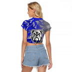 Canterbury Bankstown Bulldogs Rugby Raglan Cropped T Shirt Fierce Mascot Geometric Tribal Art