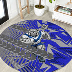 Canterbury Bankstown Bulldogs Rugby Round Carpet Fierce Mascot Geometric Tribal Art