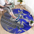 Canterbury Bankstown Bulldogs Rugby Round Carpet Fierce Mascot Geometric Tribal Art