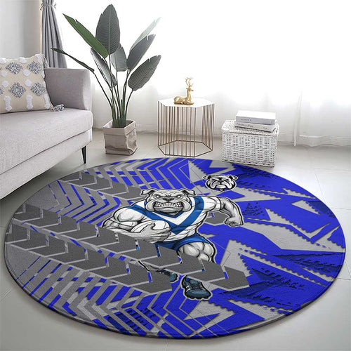 Canterbury Bankstown Bulldogs Rugby Round Carpet Fierce Mascot Geometric Tribal Art