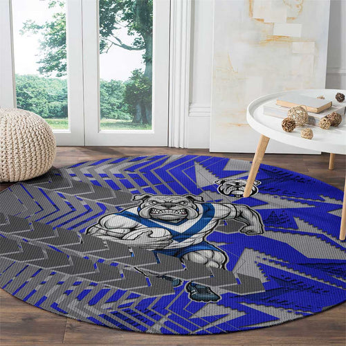 Canterbury Bankstown Bulldogs Rugby Round Carpet Fierce Mascot Geometric Tribal Art