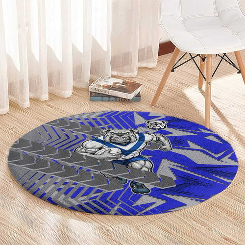 Canterbury Bankstown Bulldogs Rugby Round Carpet Fierce Mascot Geometric Tribal Art