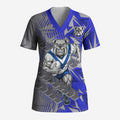 Canterbury Bankstown Bulldogs Rugby Scrub Top Fierce Mascot Geometric Tribal Art