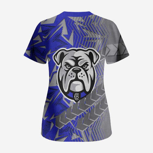 Canterbury Bankstown Bulldogs Rugby Scrub Top Fierce Mascot Geometric Tribal Art