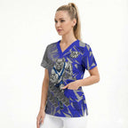 Canterbury Bankstown Bulldogs Rugby Scrub Top Fierce Mascot Geometric Tribal Art