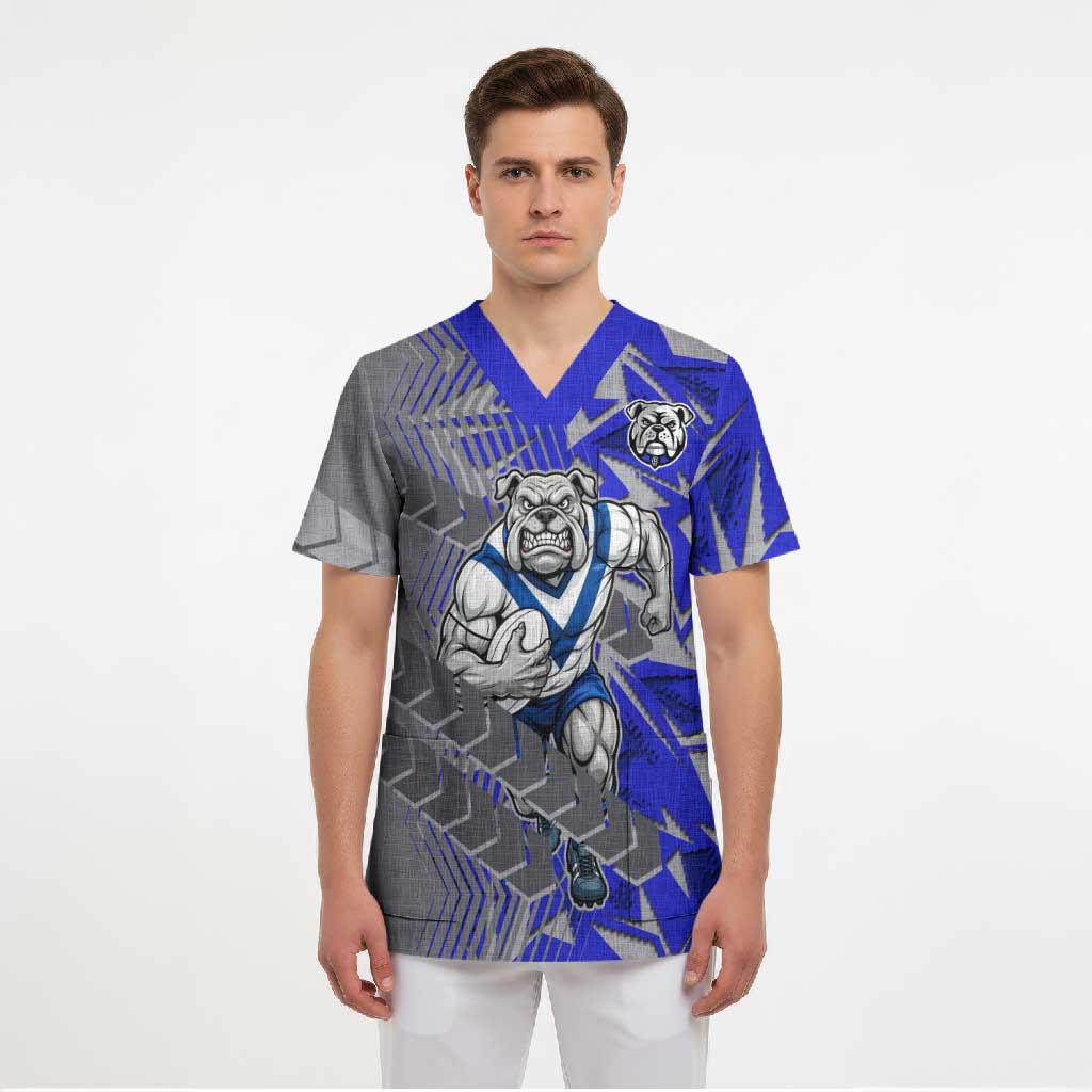 Canterbury Bankstown Bulldogs Rugby Scrub Top Fierce Mascot Geometric Tribal Art
