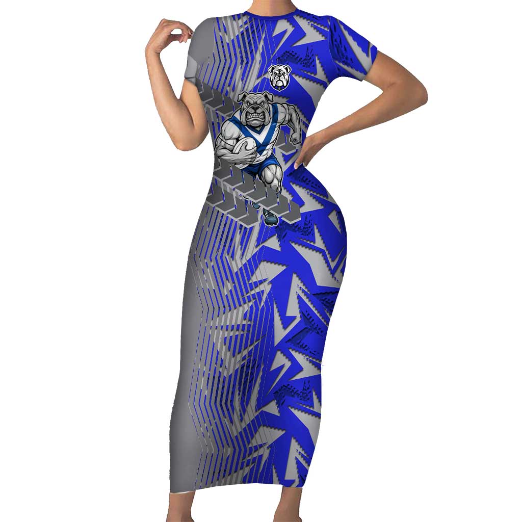 Canterbury Bankstown Bulldogs Rugby Short Sleeve Bodycon Dress Fierce Mascot Geometric Tribal Art