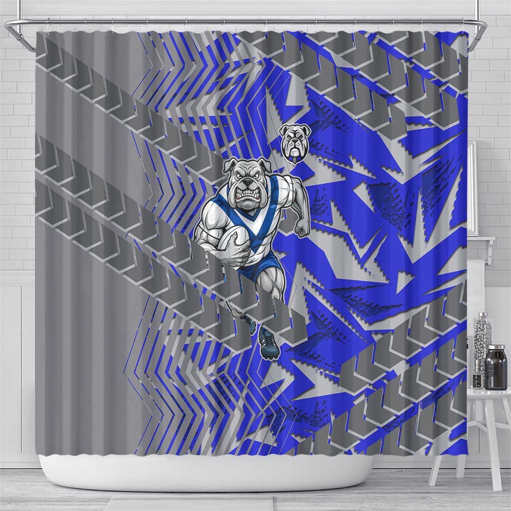 Canterbury Bankstown Bulldogs Rugby Shower Curtain Fierce Mascot Geometric Tribal Art