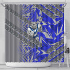 Canterbury Bankstown Bulldogs Rugby Shower Curtain Fierce Mascot Geometric Tribal Art