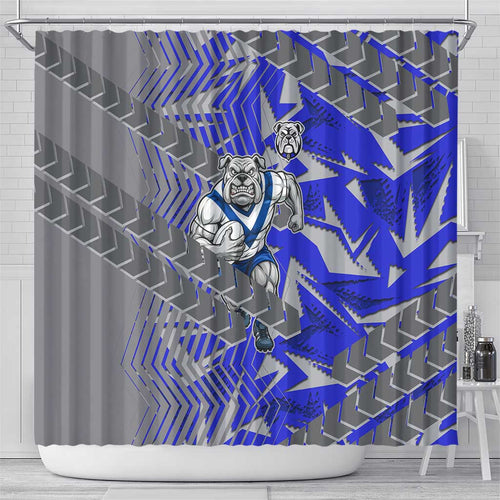 Canterbury Bankstown Bulldogs Rugby Shower Curtain Fierce Mascot Geometric Tribal Art