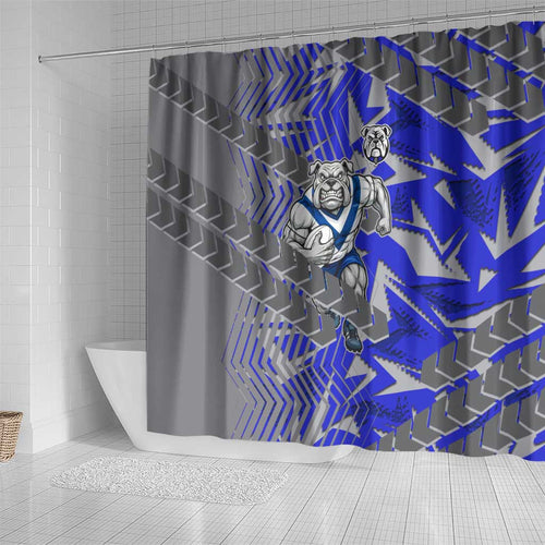 Canterbury Bankstown Bulldogs Rugby Shower Curtain Fierce Mascot Geometric Tribal Art