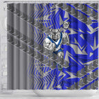 Canterbury Bankstown Bulldogs Rugby Shower Curtain Fierce Mascot Geometric Tribal Art